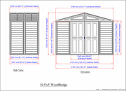 Full blueprint diagram of the Duramax 10.5x5 Woodbridge Shed