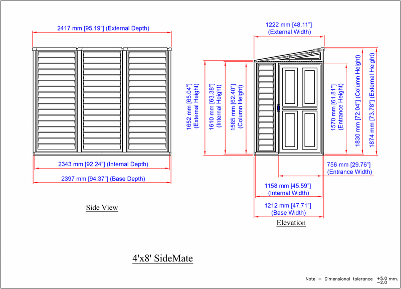 Technical drawings for the Sidemate 4x8