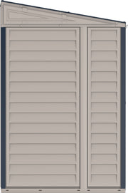 Duramax Sidemate Plus 10x4 resin shed with double doors and gable roof.