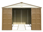 Duramax 10.5x8 Woodbridge Plus w/foundation - Backyard Oasis front view doors opened