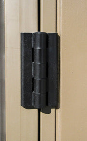 Duramax 10.5x8 Woodbridge Plus w/foundation - Backyard Oasis hinges close up details