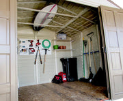 Duramax 10.5x8 Woodbridge Plus w/ Foundation - Backyard Oasis view inside; top side view