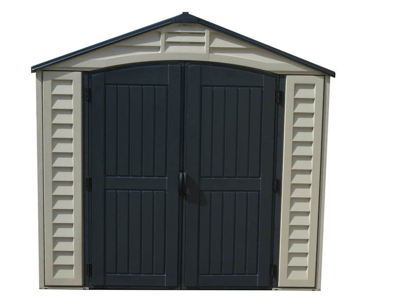Duramax 15 x 8 Apex Pro w/ Foundation, 2 windows & side door - Backyard Oasis side_door view