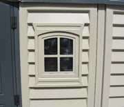 Duramax 15 x 8 Apex Pro w/foundation, 2 windows & side door - Backyard Oasis window view from outside