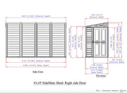 Duramax 4x10 ft Sidemate Vinyl Resin Outdoor Storage Shed with Foundation Kit dimensions