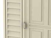 Duramax 4x10 ft Sidemate Vinyl Resin Outdoor Storage Shed with Foundation Kit handles close up 