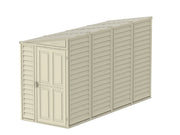 Duramax 4x10 ft Sidemate Vinyl Resin Outdoor Storage Shed with Foundation Kit in white background