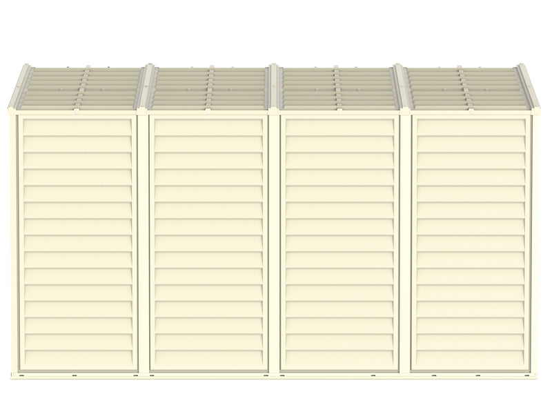 Duramax 4x10 ft Sidemate Vinyl Resin Outdoor Storage Shed with Foundation Kit side view