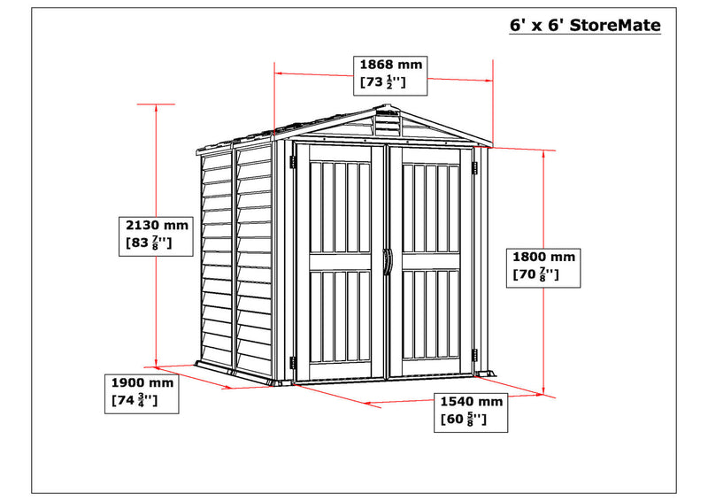 Duramax 6x6 StoreMate Plus Vinyl Shed w/floor dimensions