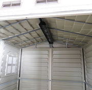 Duramax 6x6 StoreMate Plus Vinyl Shed w/floor - Backyard Oasis  roof support view from the inside