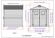 Duramax 7x7 StoreMax Plus w/molded floor - Backyard Oasis dimensions