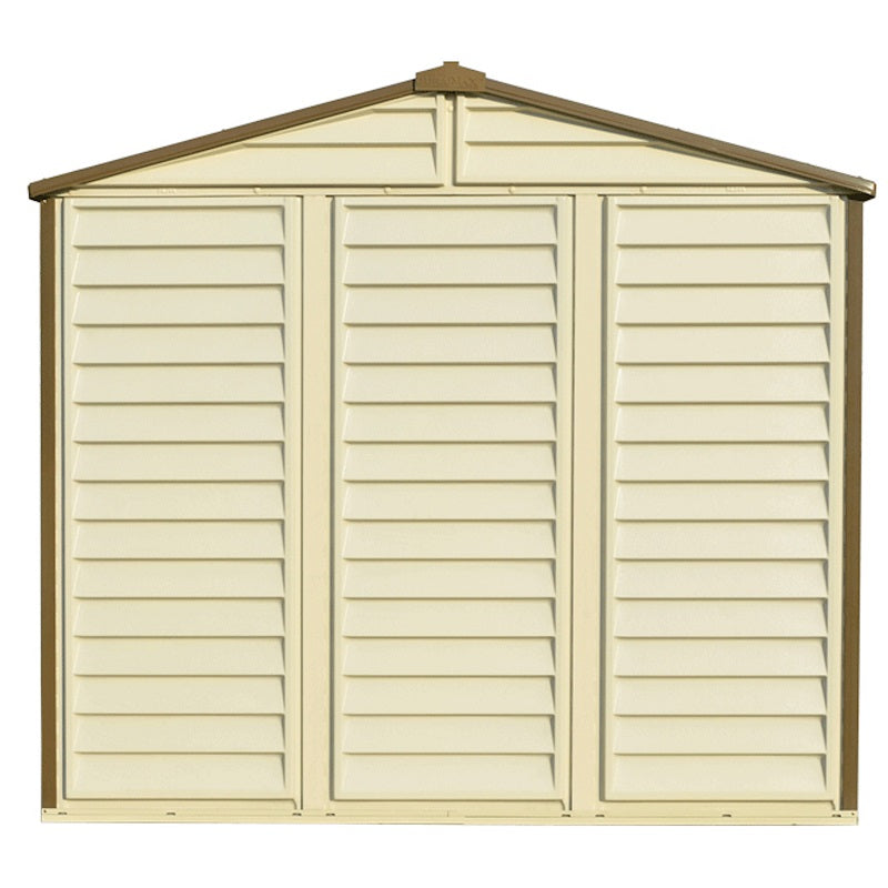 Duramax 8x6 StoreAll Vinyl Shed w/ Foundation - Backyard Oasis back view