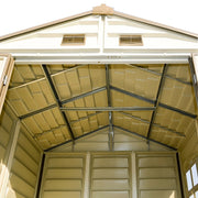 Duramax 8x6 StoreAll Vinyl Shed w/foundation - Backyard Oasis roof support view from inside