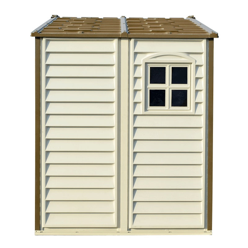 Duramax 8x6 StoreAll Vinyl Shed w/foundation - Backyard Oasis side view