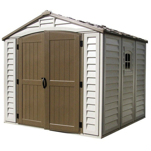 Duramax 8x8 DuraPlus w/foundation - Backyard Oasis  corner angle in white background