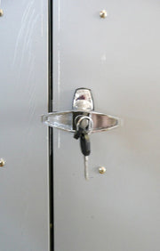 Duramax Bicycle Storage Shed Anthracite w/ White Trim - Backyard Oasis lock close up details