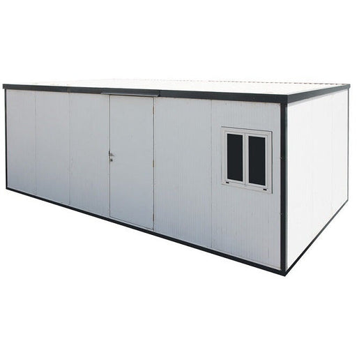 Duramax Flat Roof Building 19x10 - Backyard Oasis corner angle in white background