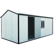Duramax Gable Roof Building 16x10 - Backyard Oasis corner angle in white background