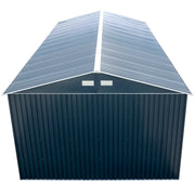 Duramax Imperial Metal Garage Dark Gray w/White 12x20 - Backyard Oasis back view 