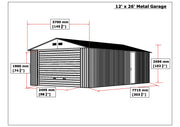 Dimensions of the Light Gray w/ Off White Duramax Imperial Metal Garage 12x26