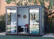 Duramax insulated building 10x10 chill room door open   insulated glass building front side view of chill area