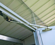 Duramax Palladium Metal Shed 6' x 5' - Backyard Oasis close up door details