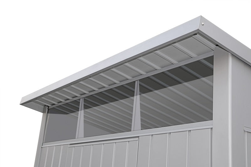 Duramax Palladium Metal Shed 6' x 5' - Backyard Oasis top close up detail