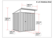Duramax Palladium Metal Shed 6' x 5' dimensions