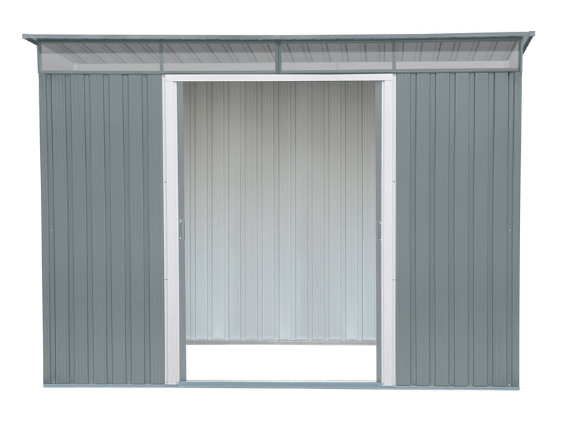 Duramax Pent Roof 8x6 w/ Skylight - Backyard Oasis front view open doors