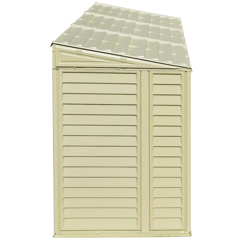 Duramax SideMate Shed w/foundation 4x8 back view in white background