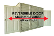 Duramax SideMate Shed w/ foundation 4x8 doors opened showing reversible feature
