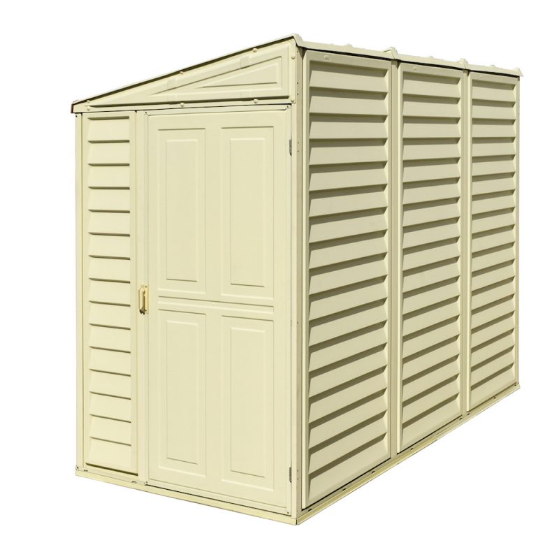 Duramax SideMate Shed w/ foundation 4x8 in white background