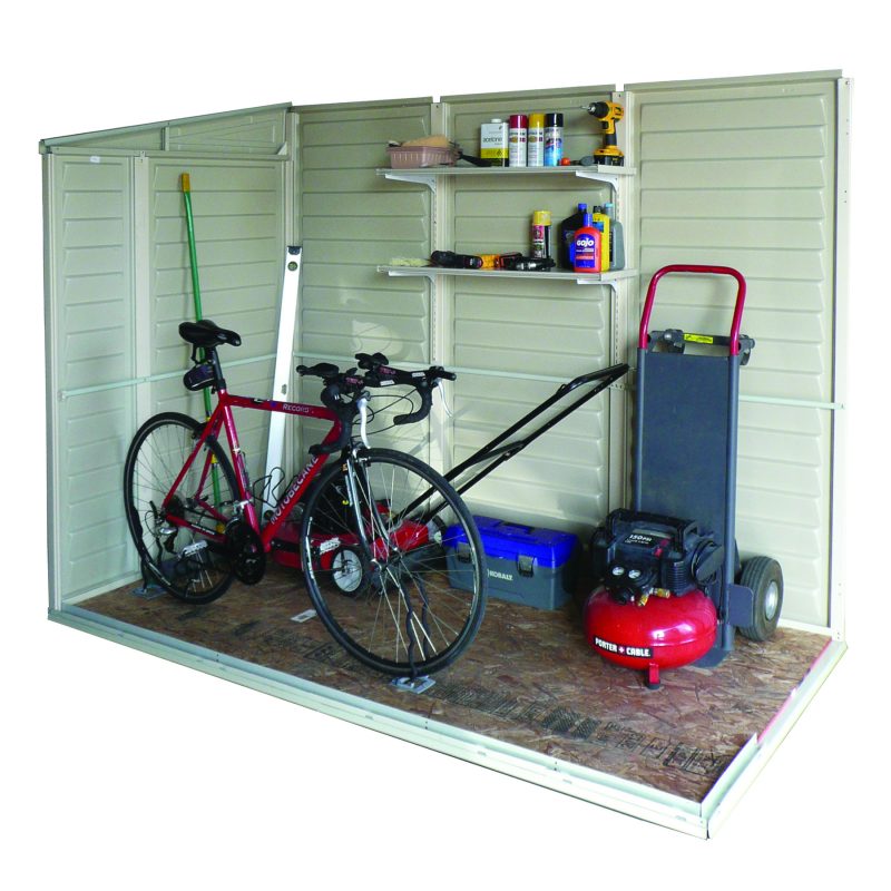 Duramax SideMate Shed w/foundation 4x8 inside view with things