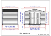 A diagram showing the measurements of the Duramax StoreMax Plus 10.5 X 8 - 30225 shed by Duramax. dimensions