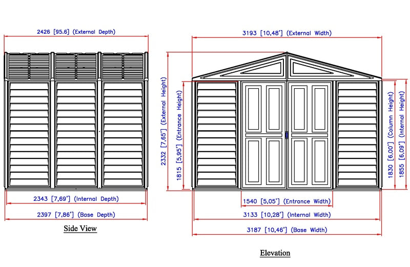 Duramax Woodbridge Plus Shed 10.5'x8'with Foundation Kit and