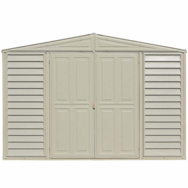 Duramax Woodbridge 5 - 10.5'x5' w/ Foundation - Backyard Oasis front view in white background
