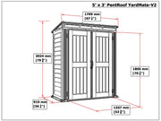 Duramax YardMate Plus Pent 5'x 3' Gray w/ Floor dimensions