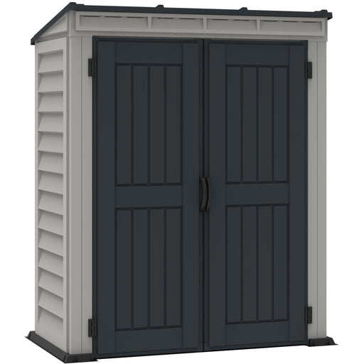 Duramax YardMate Plus Pent 5'x 3' Gray w/ Floor - Backyard Oasis in white background