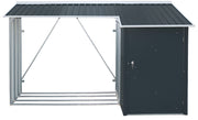 Front view of a Duramax WoodStore 6'x3' shed, demonstrating its sturdy metal frame and ample space for firewood storage, perfect for maintaining an organized and accessible woodpile.