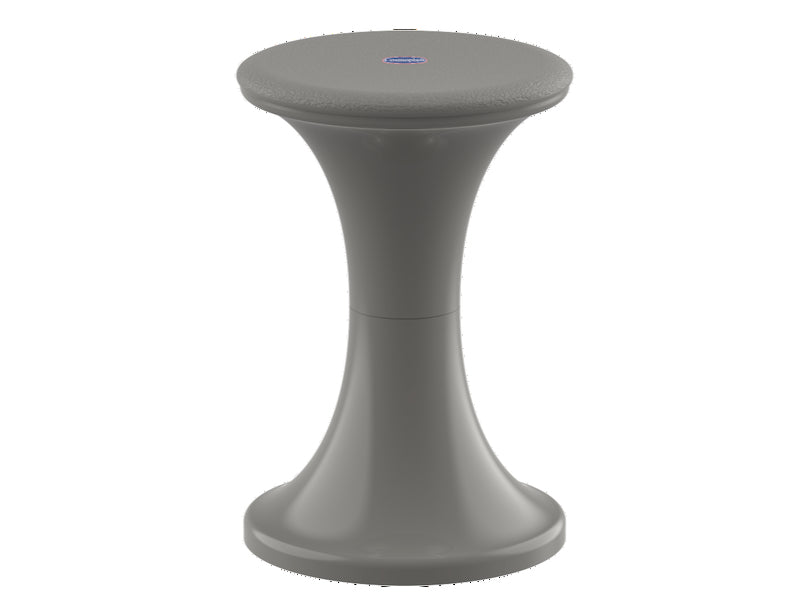DuraMax 86725 round plastic stool in gray, hourglass-shaped outdoor seating piece ideal for patio or garden use