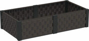 Duramax Garden Bed Rectangle in brown with black trim, stylish raised planter box for growing flowers, herbs, or vegetables outdoors.