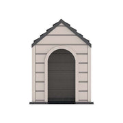 Front view of the Duramax Outdoor Pet Kennel highlighting the entrance design.